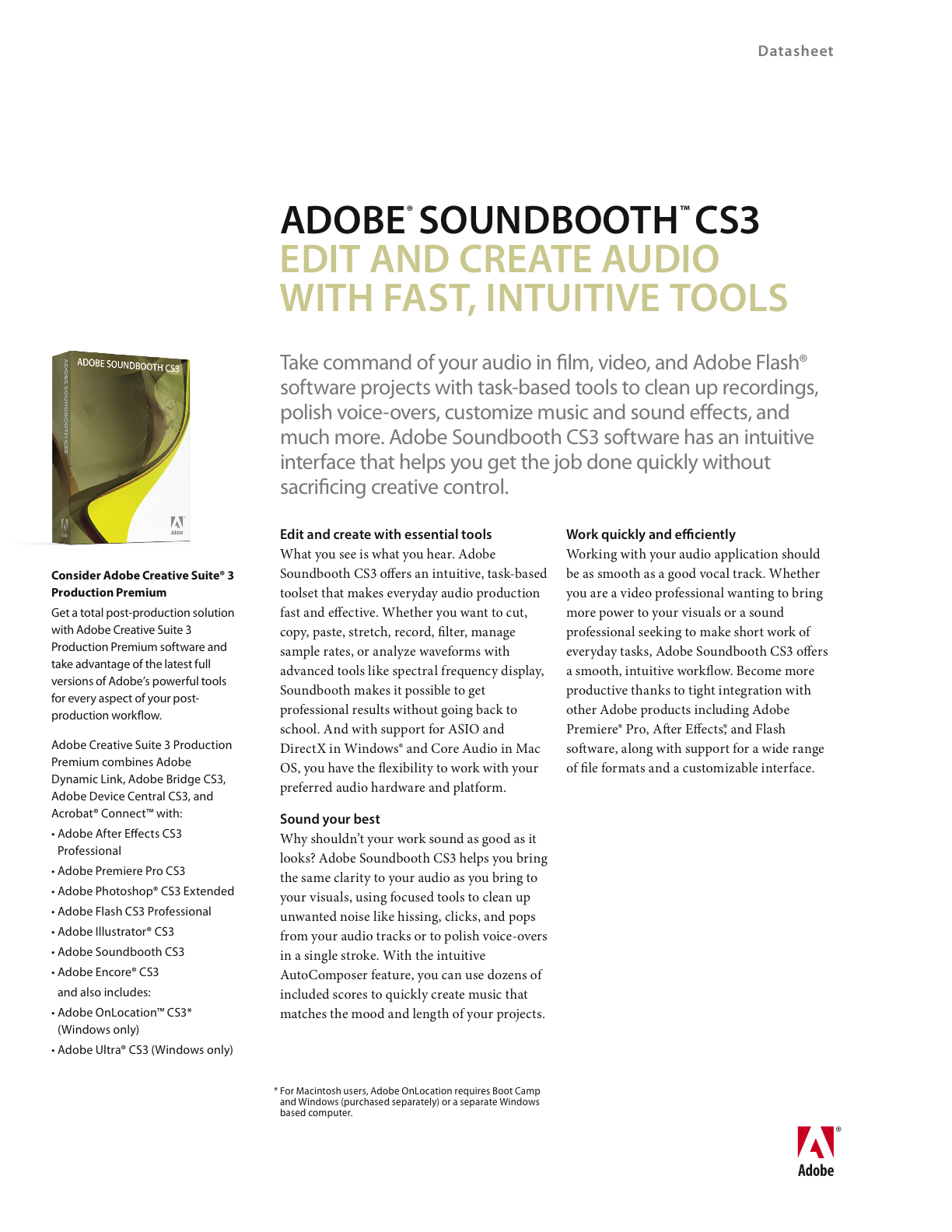 Soundbooth Features Overview
